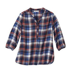 Atlas for Women Womens/Ladies Checked Crepe Blouse / Navy/Coral/Ecru